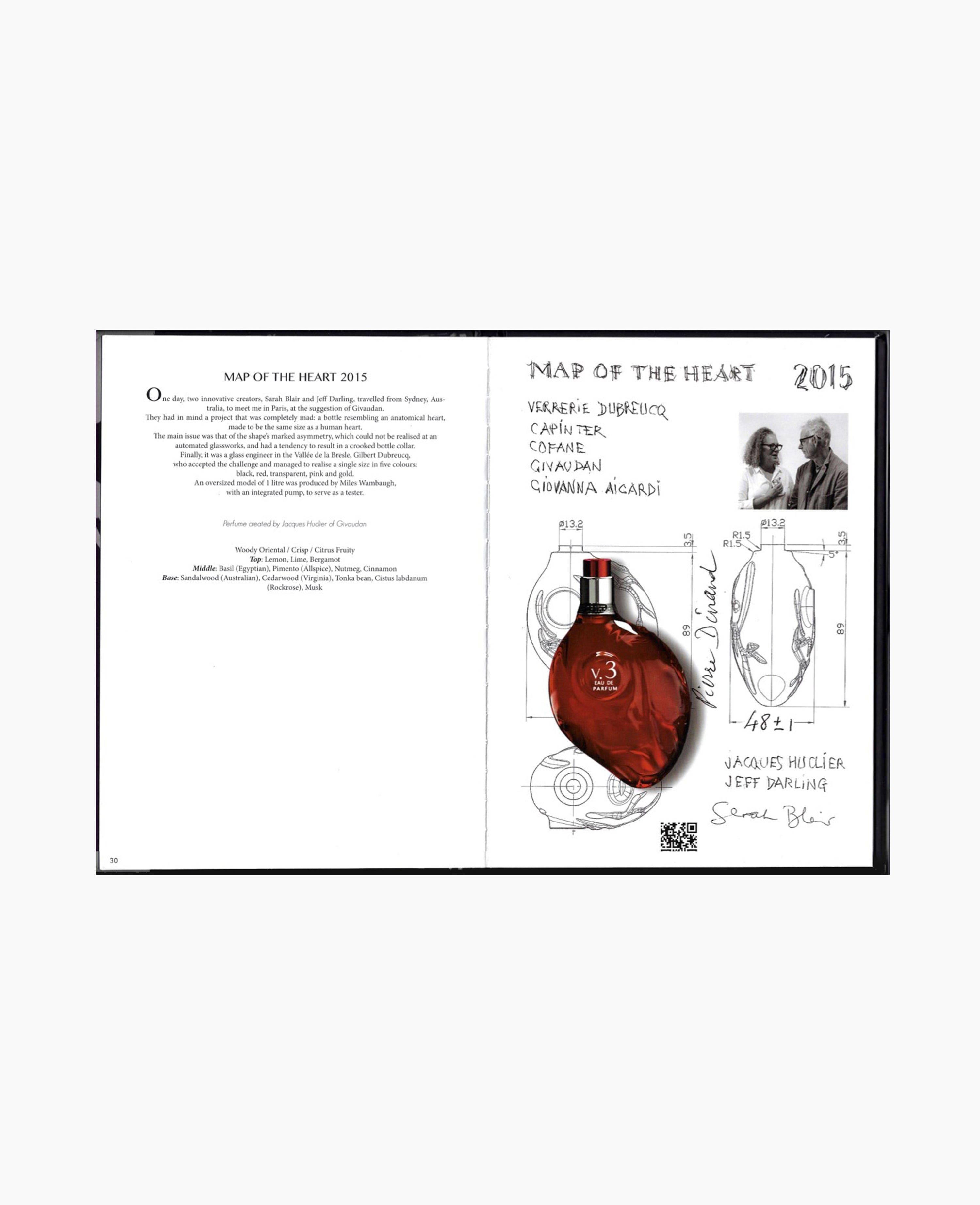 Perfume Legends book by Pierre Dinand and Michael Edwards open to Map of the Heart page
