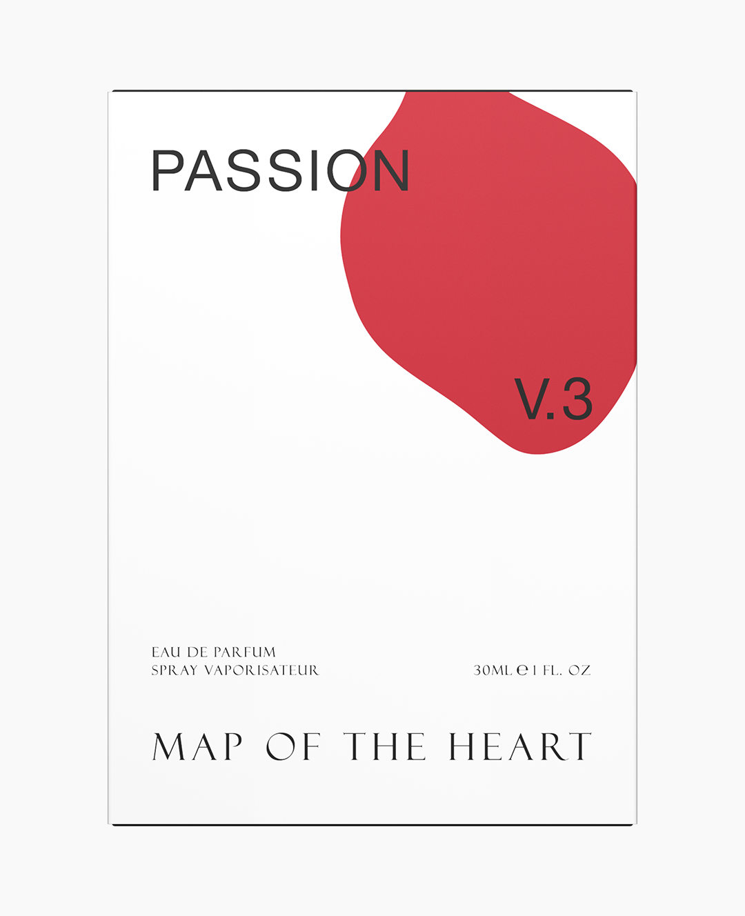 Map of the Heart V.3 Passion eau de parfum box with red heart 30ml on white background