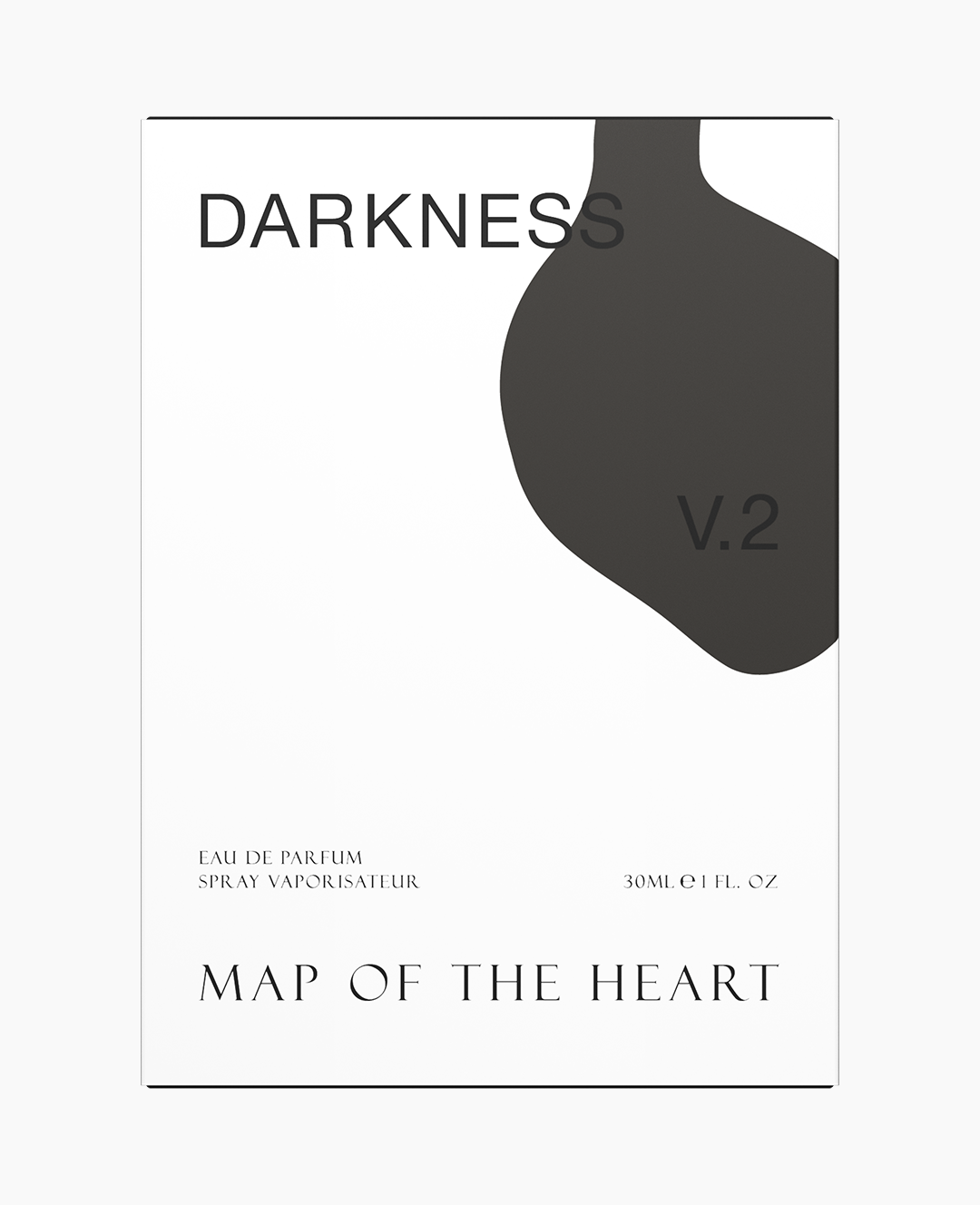 Map of the Heart V.2 Darkness eau de parfum box with black heart 30ml on white background